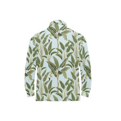 Banana Leaf Pattern Print Design BL03 Long Sleeve Polo Shirt For Men's