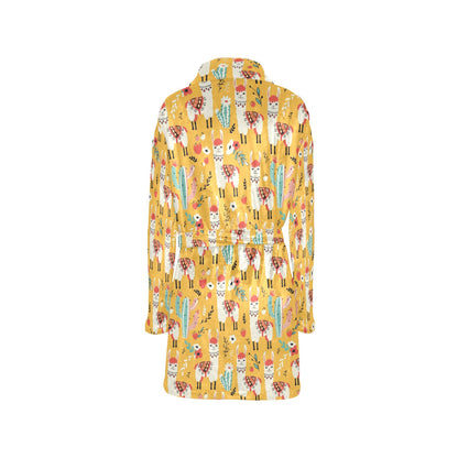 Llama Cute Themed Print Women's Fleece Robe