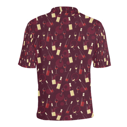 Wine Themed Print Design LKS302 Men Polo Shirt