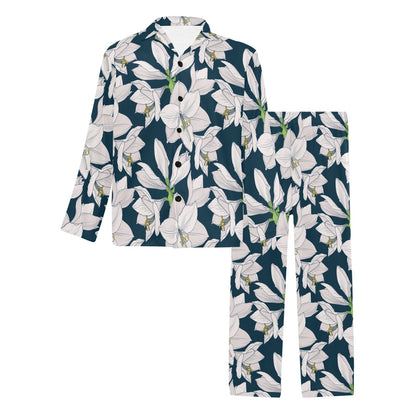 Amaryllis Pattern Print Design AL02 Men's Long Pajama Set