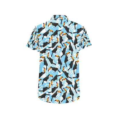 Toucan Print Design LKS303 Men Short Sleeve Button Up Shirt