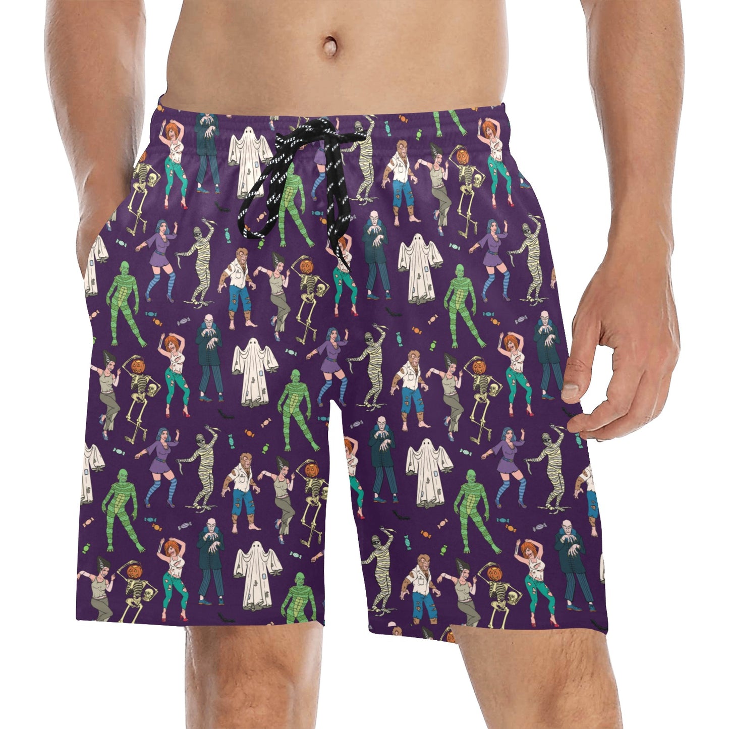 Creepy Zombie Print Design LKS302 Men's Swim Trunks Beach Shorts