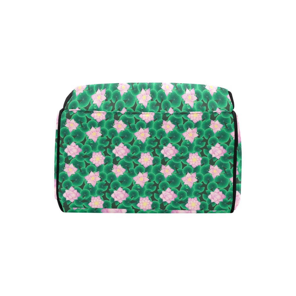 Water Lily Print Design LKS303 Diaper Bag Backpack