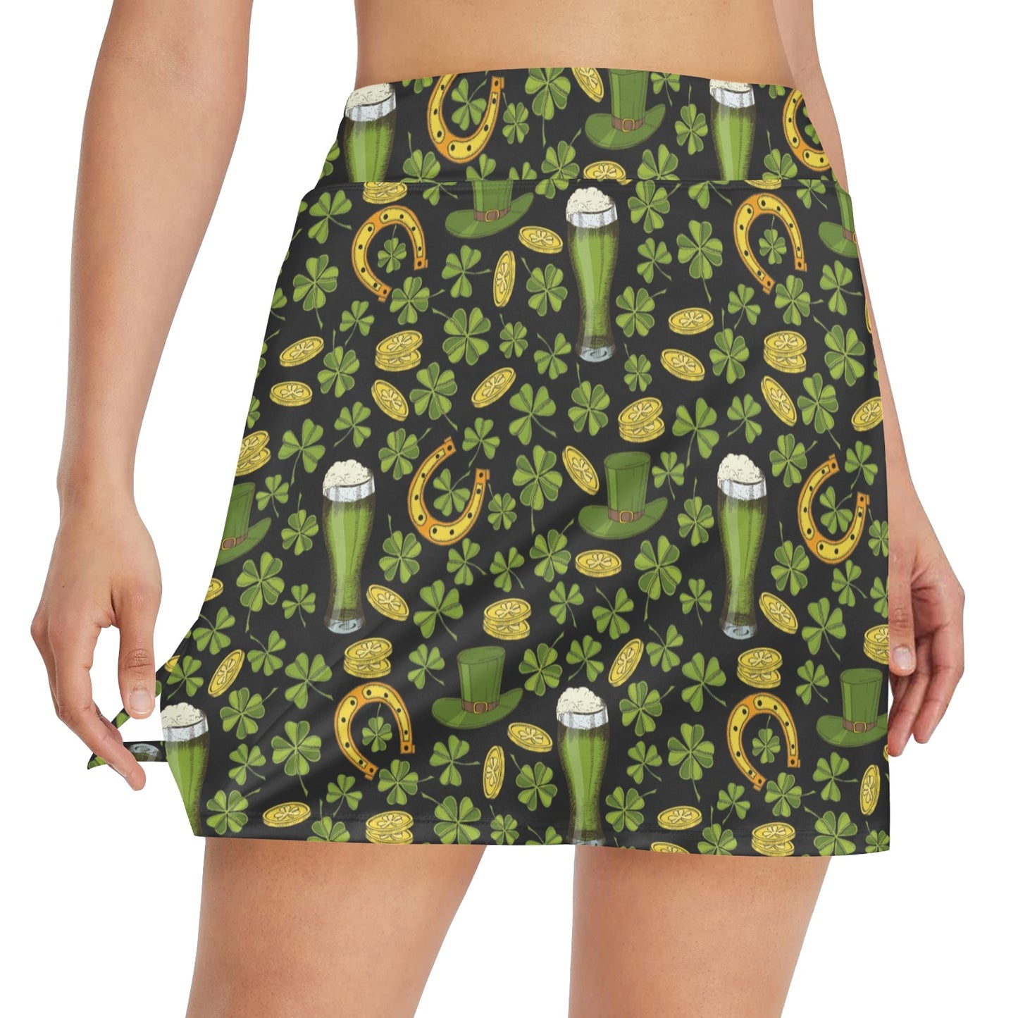 St Patricks Day Print Design LKS307 17" Golf & Pickleball Skort with Pockets