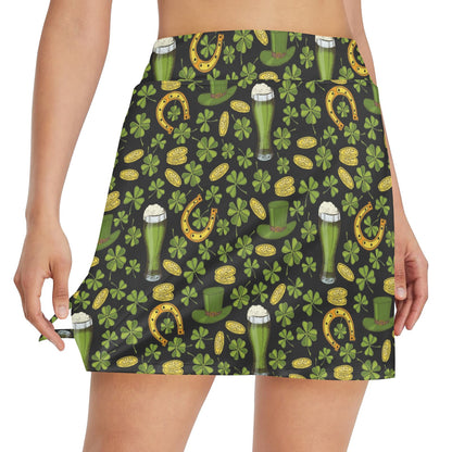 St Patricks Day Print Design LKS307 17" Golf & Pickleball Skort with Pockets