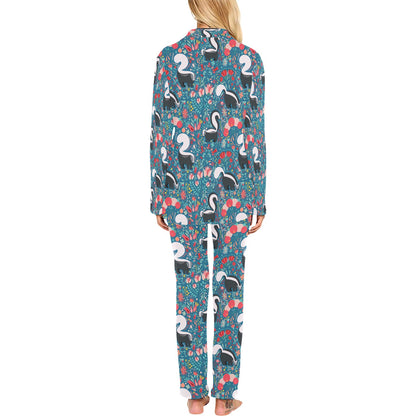 Skunk Print Design LKS302 Women's Long Pajama Set