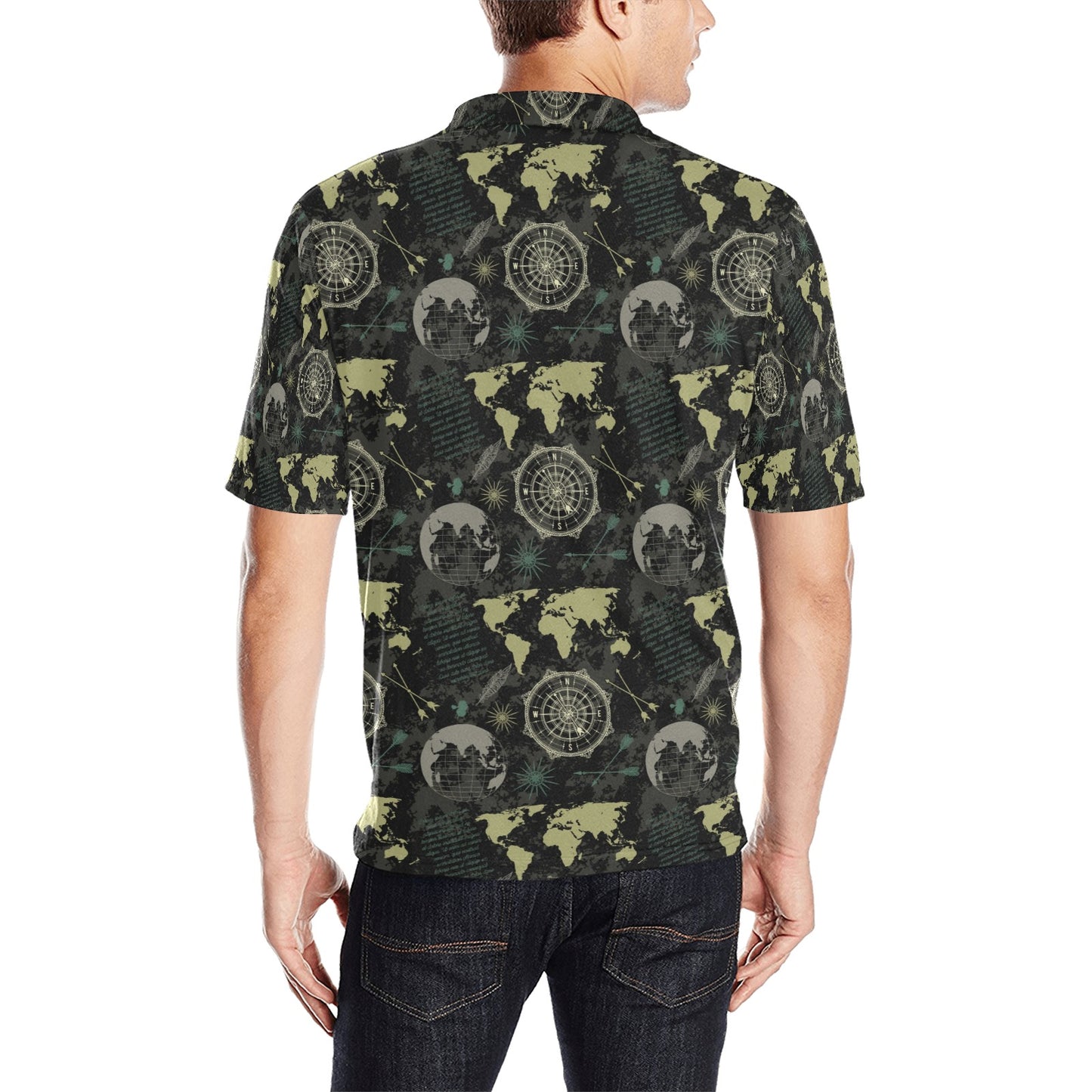 World Map Print Design LKS303 Men Polo Shirt