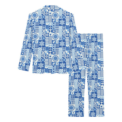 Swedish Print Pattern Women's Long Pajama Set