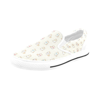 Shiba Inu Print Design LKS306 White Slip Ons Canvas Women's Shoes