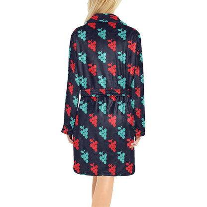 Grape Pattern Print Design GP07 Women's Fleece Robe