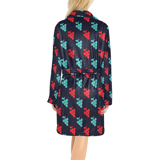 Grape Pattern Print Design GP07 Women's Fleece Robe