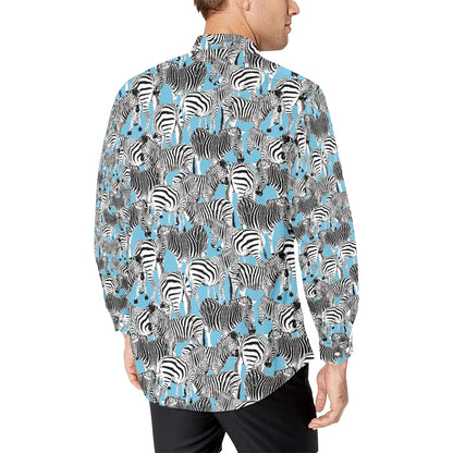Zebra Print Design LKS305 Men's Long Sleeve Dress Shirt