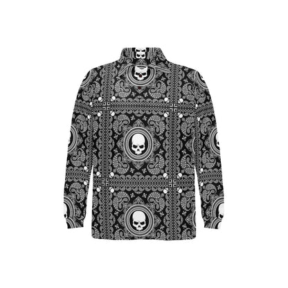 Bandana Skull Print Design LKS303 Long Sleeve Polo Shirt For Men's