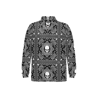 Bandana Skull Print Design LKS303 Long Sleeve Polo Shirt For Men's
