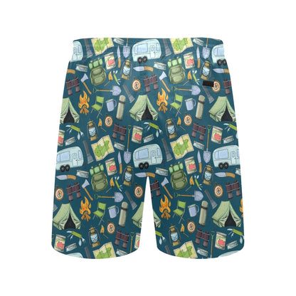 Camping Pattern Print Design 02 Men's Swim Trunks Beach Shorts