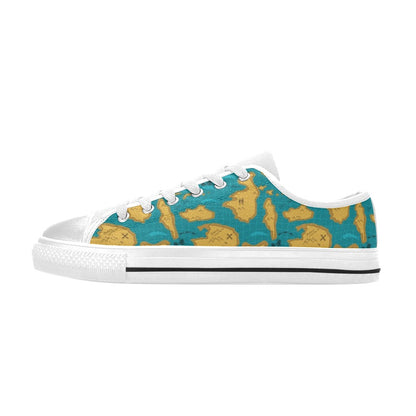World Map Print Design LKS301 Women's White Low Top Shoes