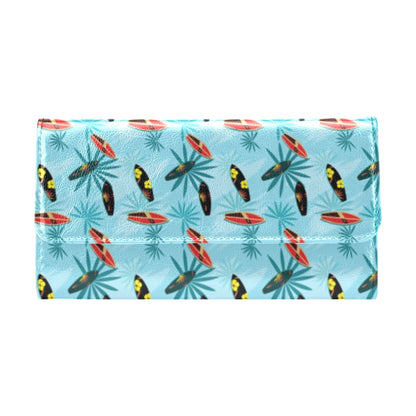 Surfboard Themed Pattern Women's Trifold Wallet