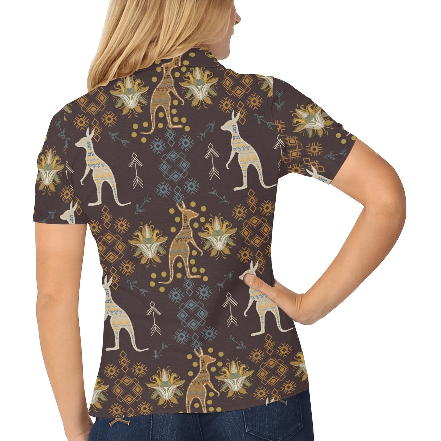Kangaroos Pattern Print Design 03 Women's Polo Shirt