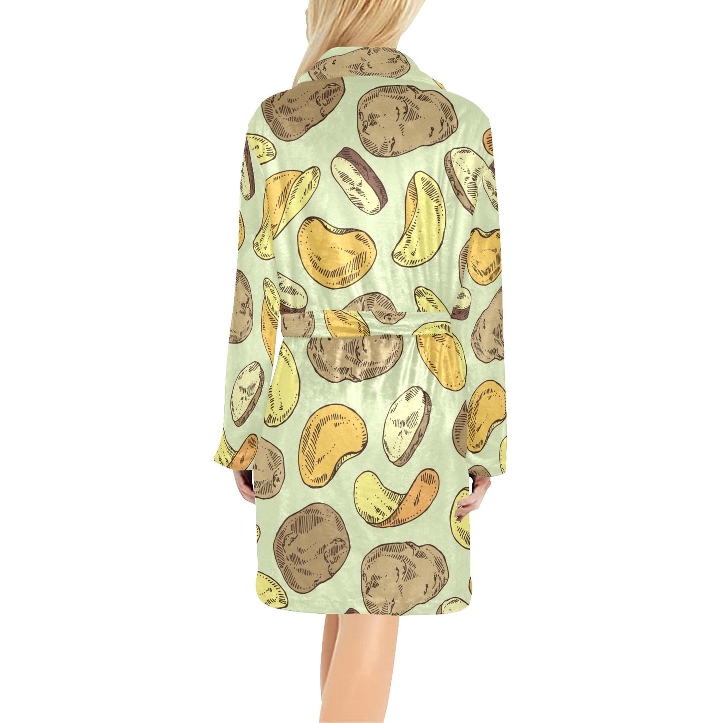 Potato Pattern Print Design A03 Women's Fleece Robe