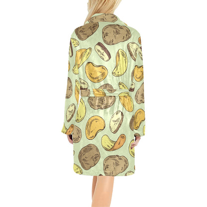 Potato Pattern Print Design A03 Women's Fleece Robe