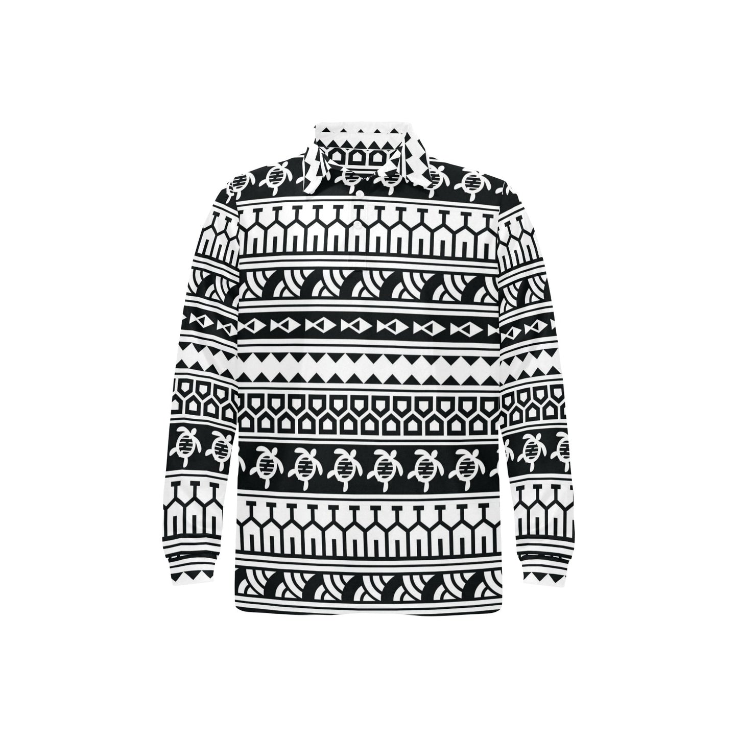 Samoan Pattern Print Design LKS303 Long Sleeve Polo Shirt For Men's