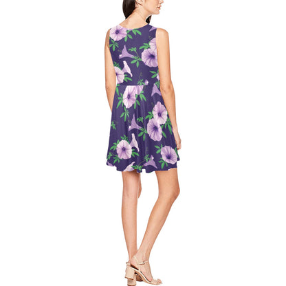Morning Glory Pattern Print Design MG01 Sleeveless Dress