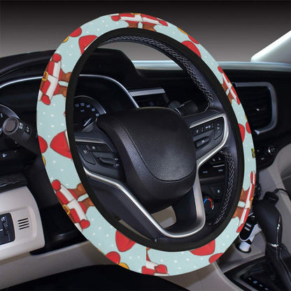 Santa Christmas Themed Print Design LKS303 Steering Wheel Cover with Elastic Edge