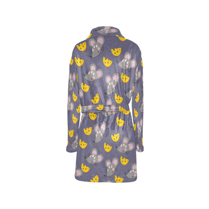 Rat With Cheese Pattern Print Design 01 Women's Fleece Robe