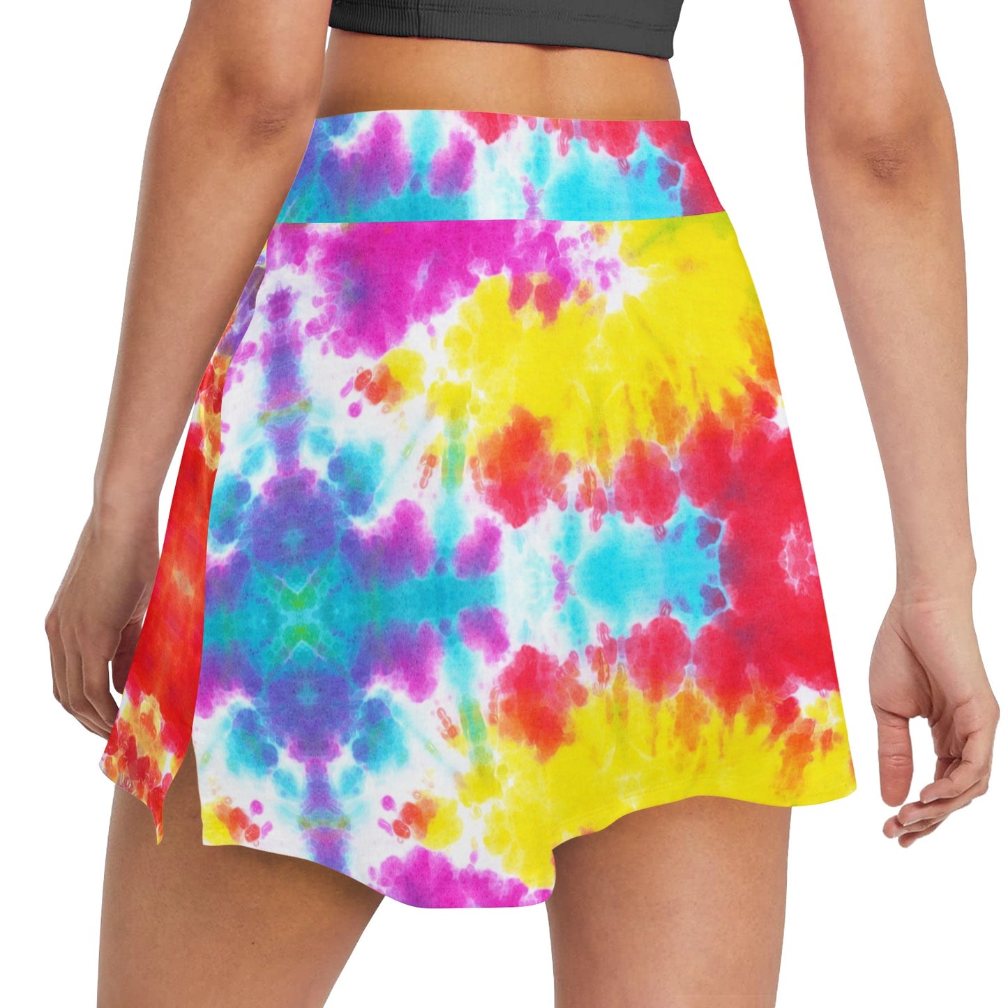 Tie Dye Rainbow Themed Print 17" Golf & Pickleball Skort with Pockets