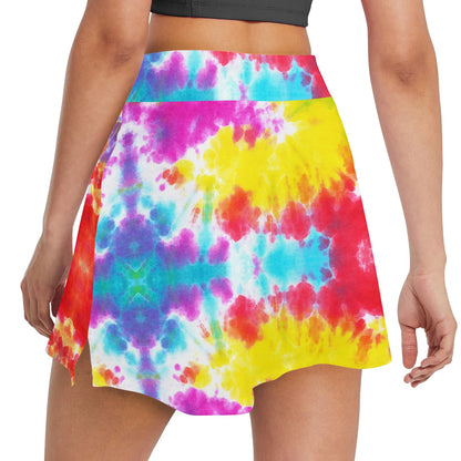 Tie Dye Rainbow Themed Print 17" Golf & Pickleball Skort with Pockets