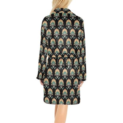 American indian Skull Pattern Women's Fleece Robe