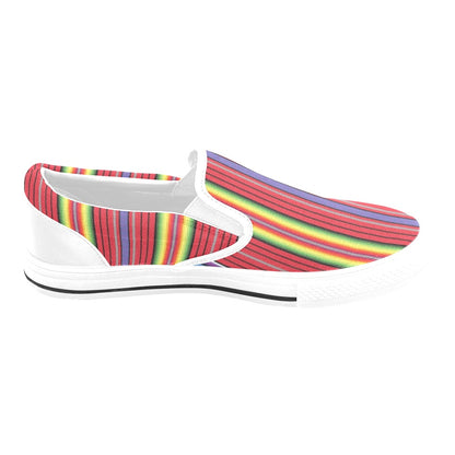 Serape Print Design LKS305 White Slip Ons Canvas Women's Shoes