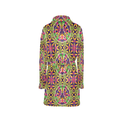 Peace Sign Pattern Print Design A04 Women's Fleece Robe