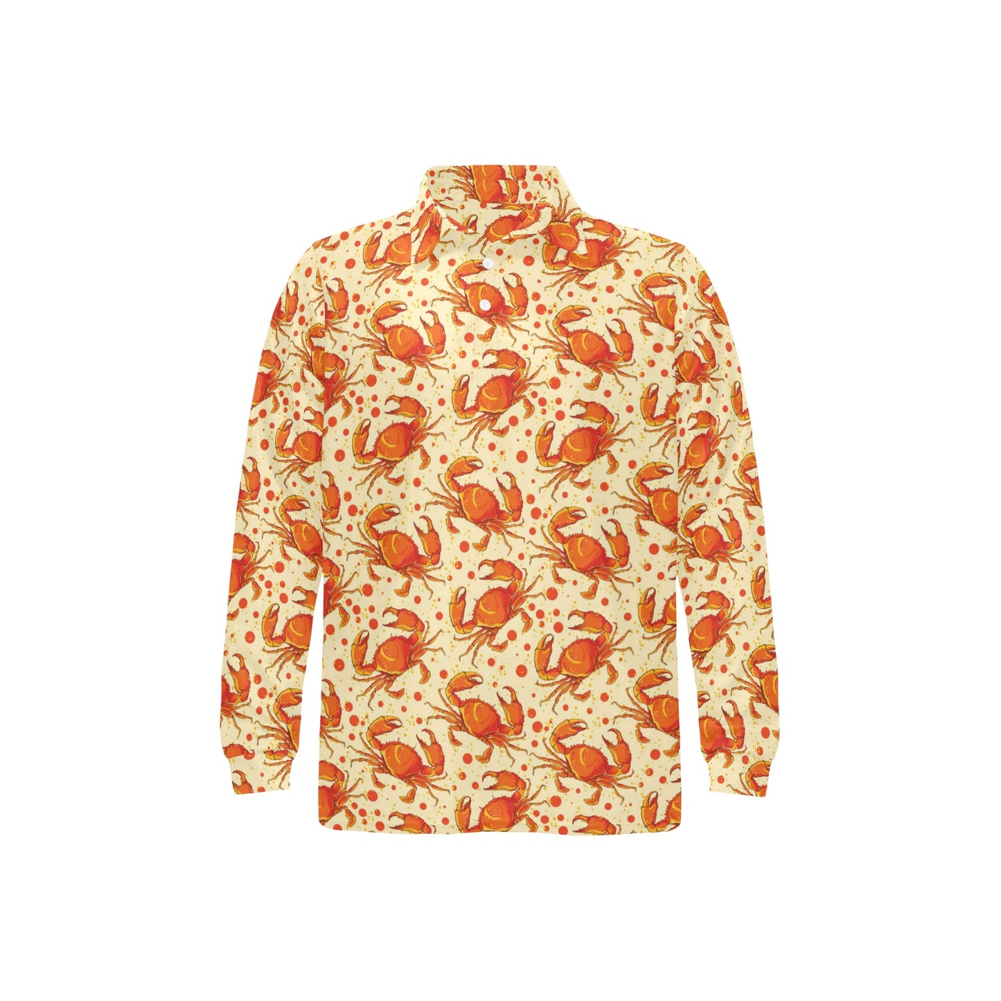 Crab Pattern Print Design 01 Long Sleeve Polo Shirt For Men's