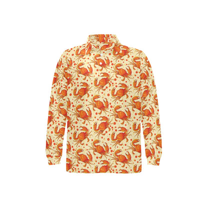 Crab Pattern Print Design 01 Long Sleeve Polo Shirt For Men's