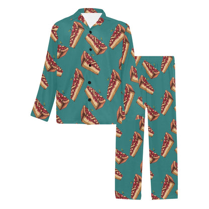 Cheesecake Cherry Pattern Print Design CK03 Men's Long Pajama Set