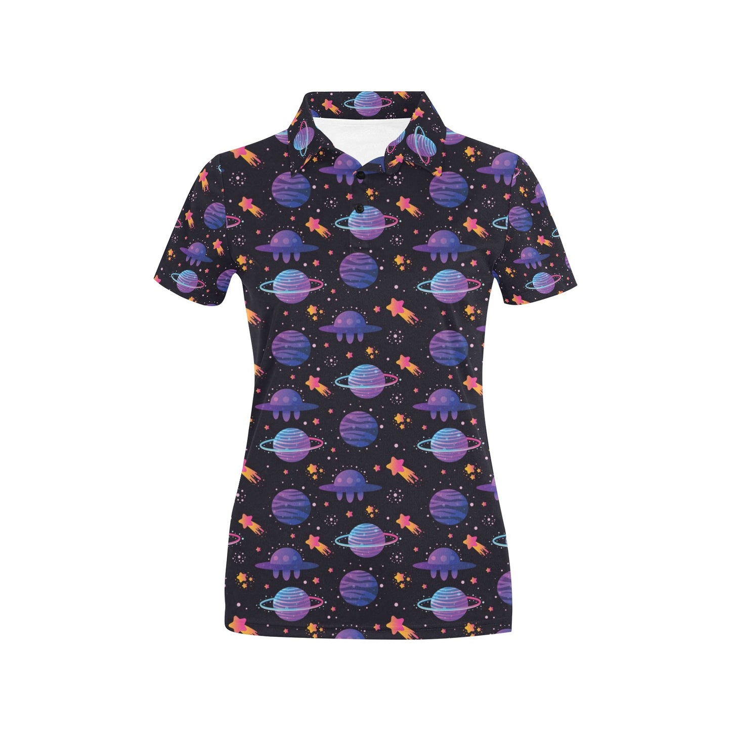 UFO Star Galaxy Print Design LKS308 Women's Polo Shirt