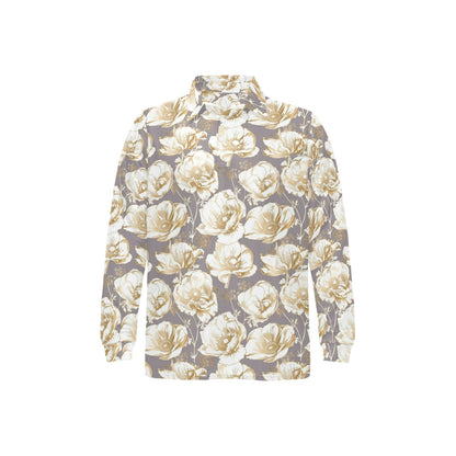 Anemone Pattern Print Design AM05 Long Sleeve Polo Shirt For Men's