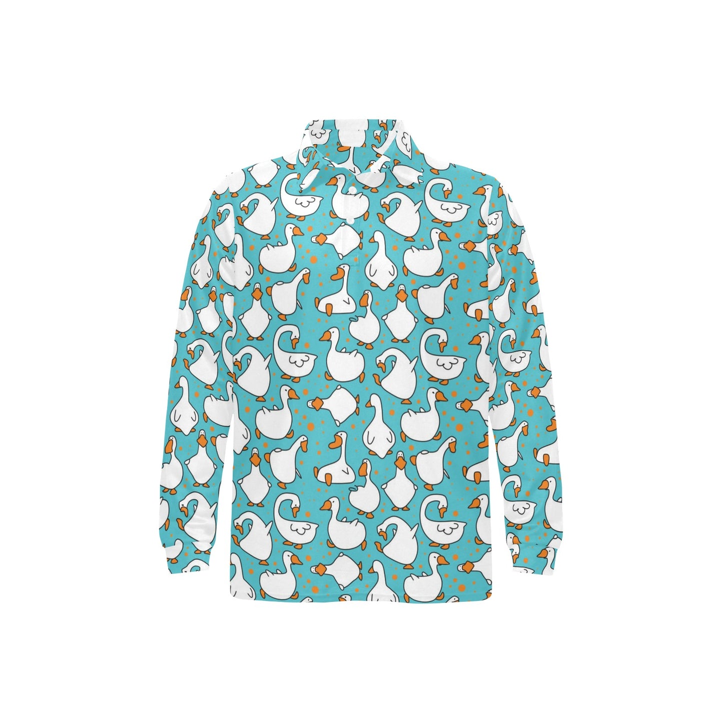 Goose Print Design LKS403 Long Sleeve Polo Shirt For Men's