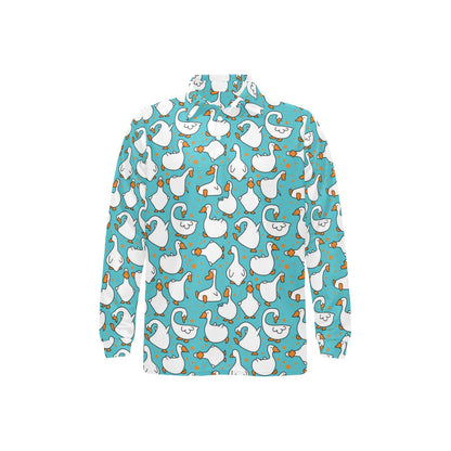 Goose Print Design LKS403 Long Sleeve Polo Shirt For Men's