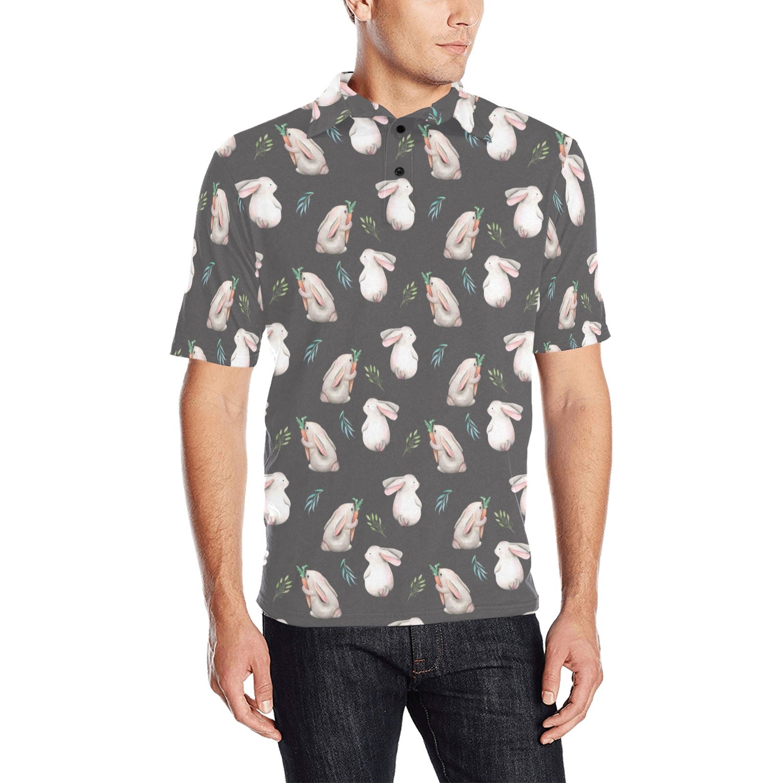 Rabbit Print Design LKS402 Men Polo Shirt