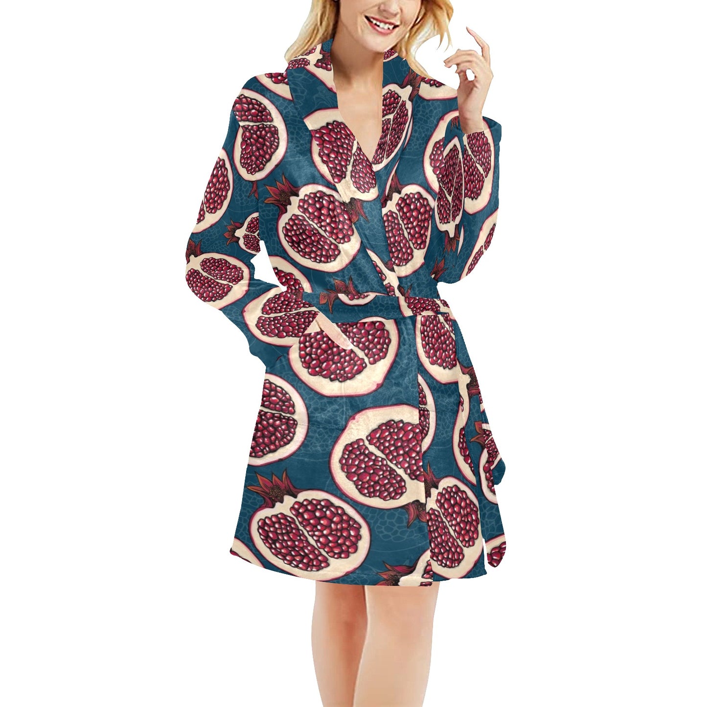 Pomegranate Pattern Print Design PG02 Women's Fleece Robe