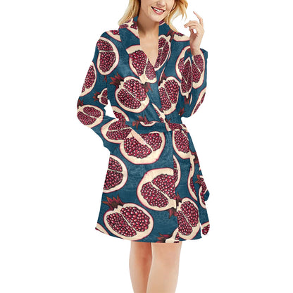 Pomegranate Pattern Print Design PG02 Women's Fleece Robe