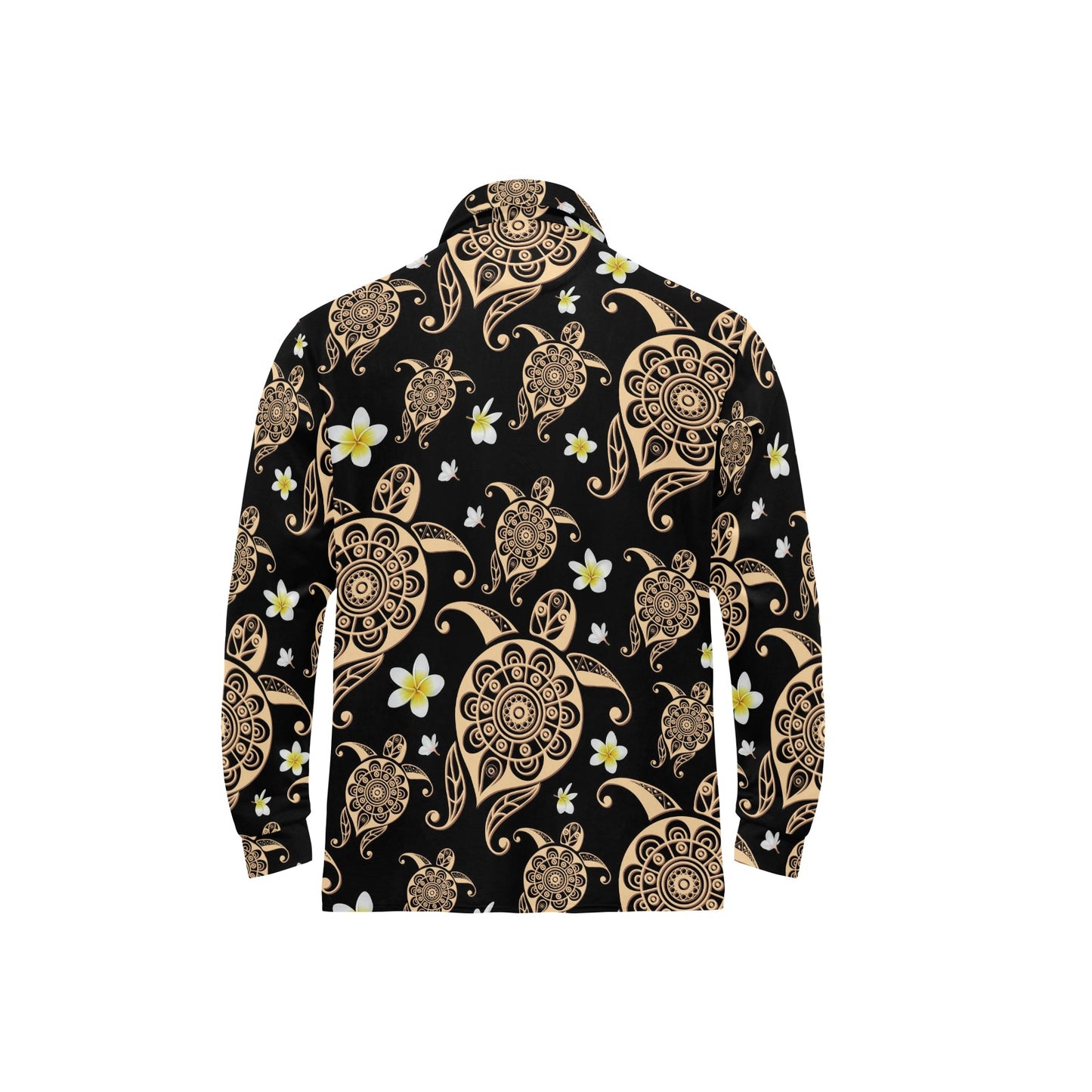 Turtle Polynesian Tribal Hawaiian Long Sleeve Polo Shirt For Men's