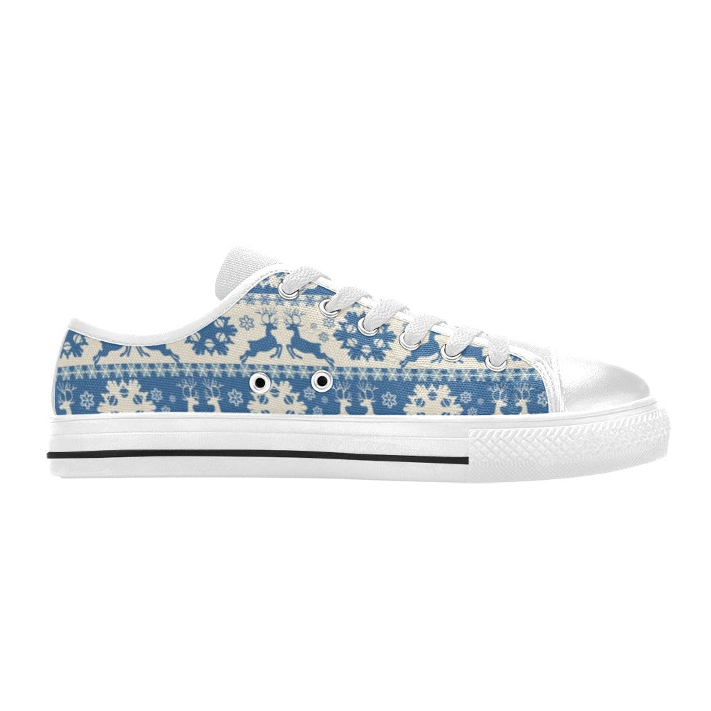 Reindeer Print Design LKS401 Women's White Low Top Shoes