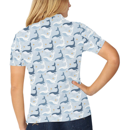 Whale Print Design LKS305 Women's Polo Shirt