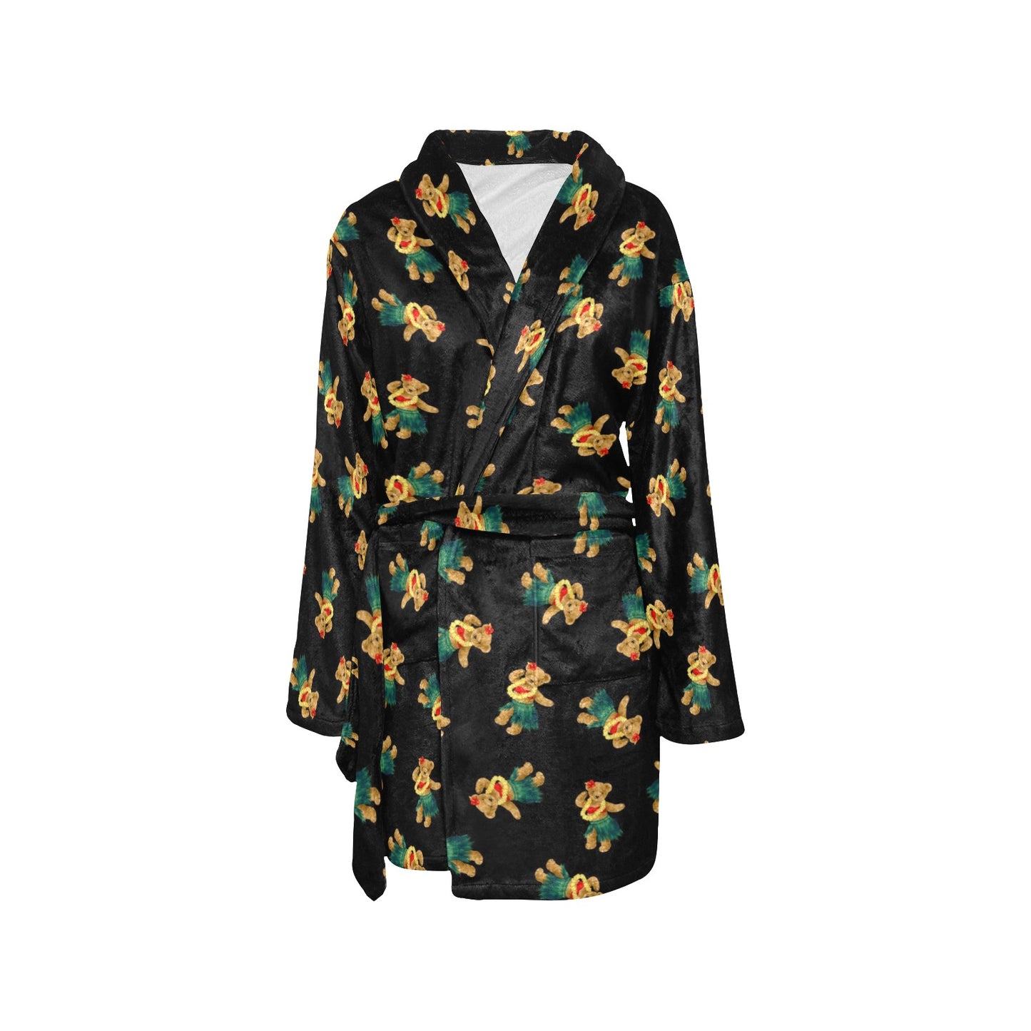 Hula Bear Pattern Print Design 06 Women's Fleece Robe