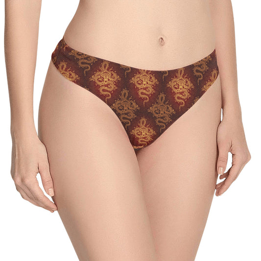 Chinese Dragons Gold Design Women's Thongs