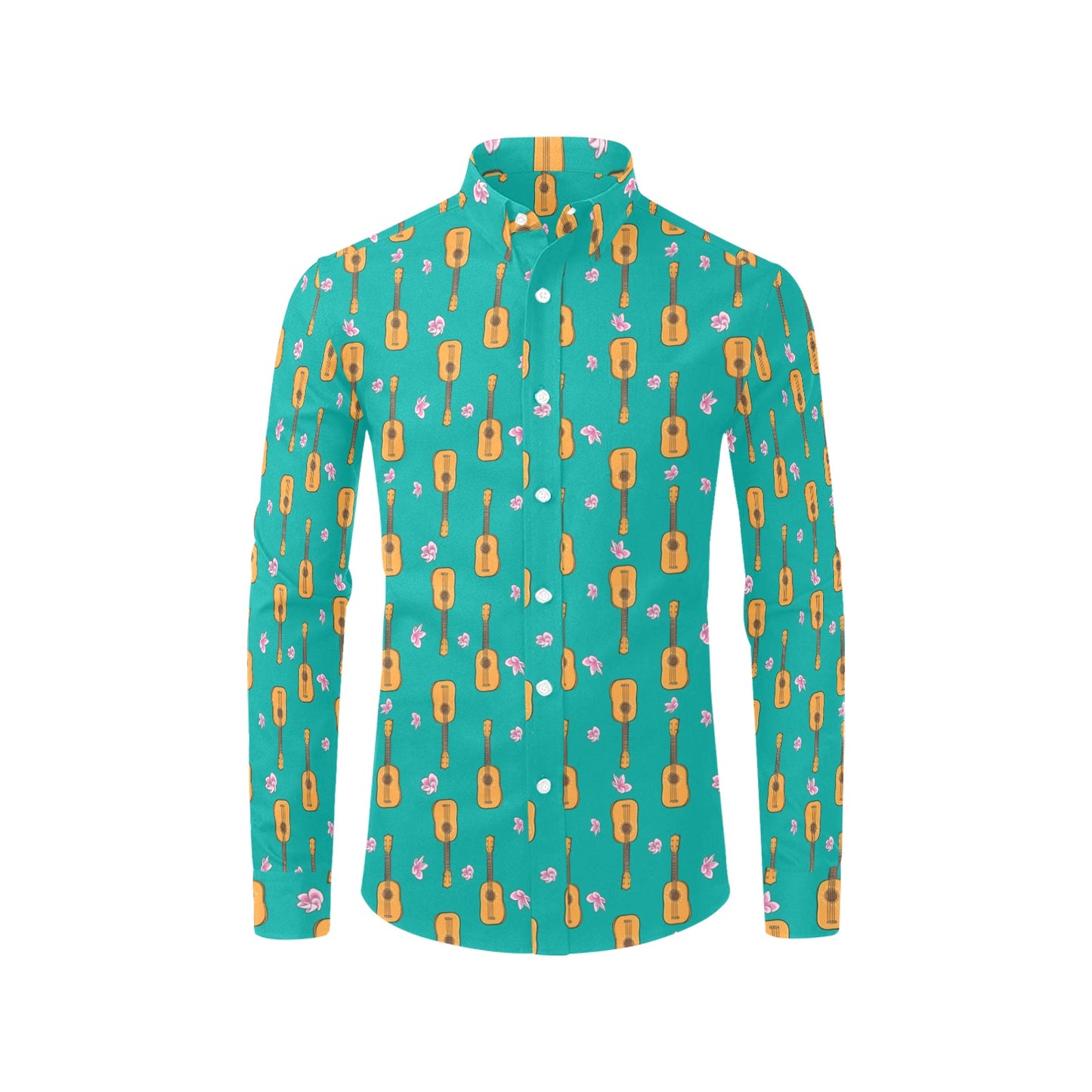 Ukulele Print Design LKS403 Men's Long Sleeve Dress Shirt