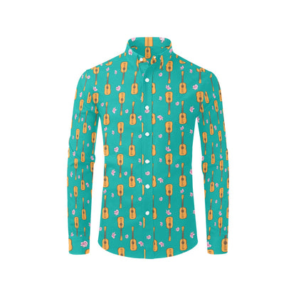 Ukulele Print Design LKS403 Men's Long Sleeve Dress Shirt